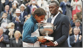Rafa Nadal y Usain Bolt, foto Gonzalo Fuentes, Reuters